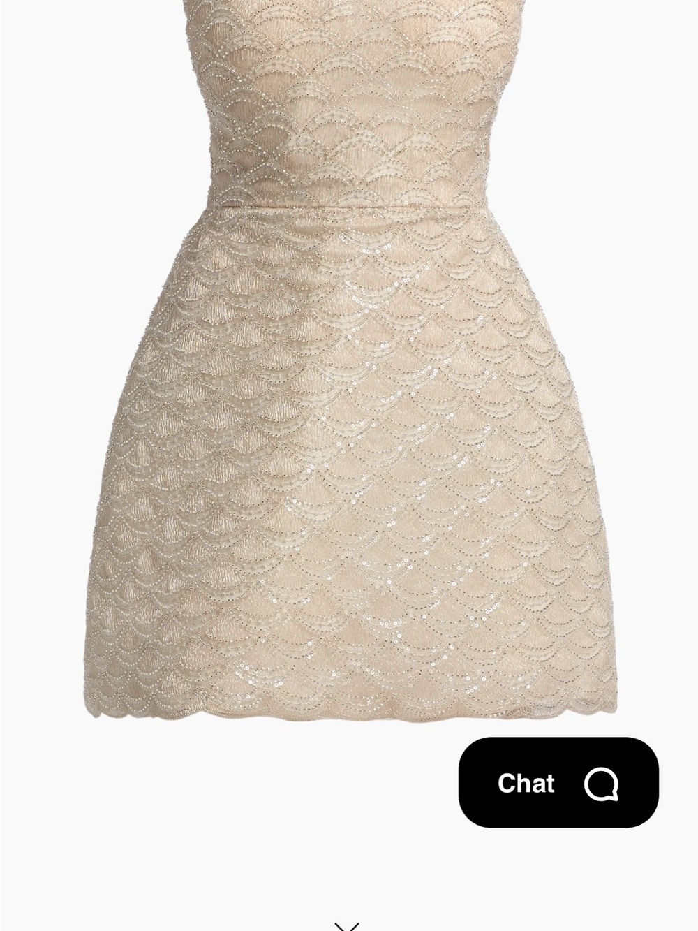 Theia Scallop Lace Mini Dress in Champagne Beige